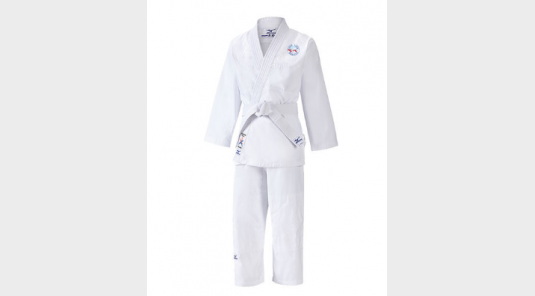 Shiro – Logo club brodé   LE JUDOGI MIZUNO POUR DÉBUTER LE JUDO. - Blanc
