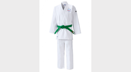 Hayato – Logo club brodé  LE JUDOGI MIZUNO DE COMPÉTITION Junior ET D’ENTRAÎNEMENT adulte - Blanc